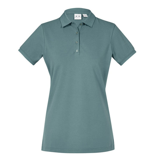 Womens light jasper green premium modern flattering fit waffle collar polo shirt Biz Collection P105LS Ladies City Polo shirt