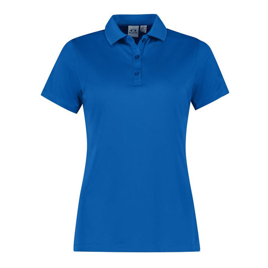 Women's Royal blue button down lightweight breathable easy care Biz Collection P206LS Womens Action Short Sleeve Polo shirt