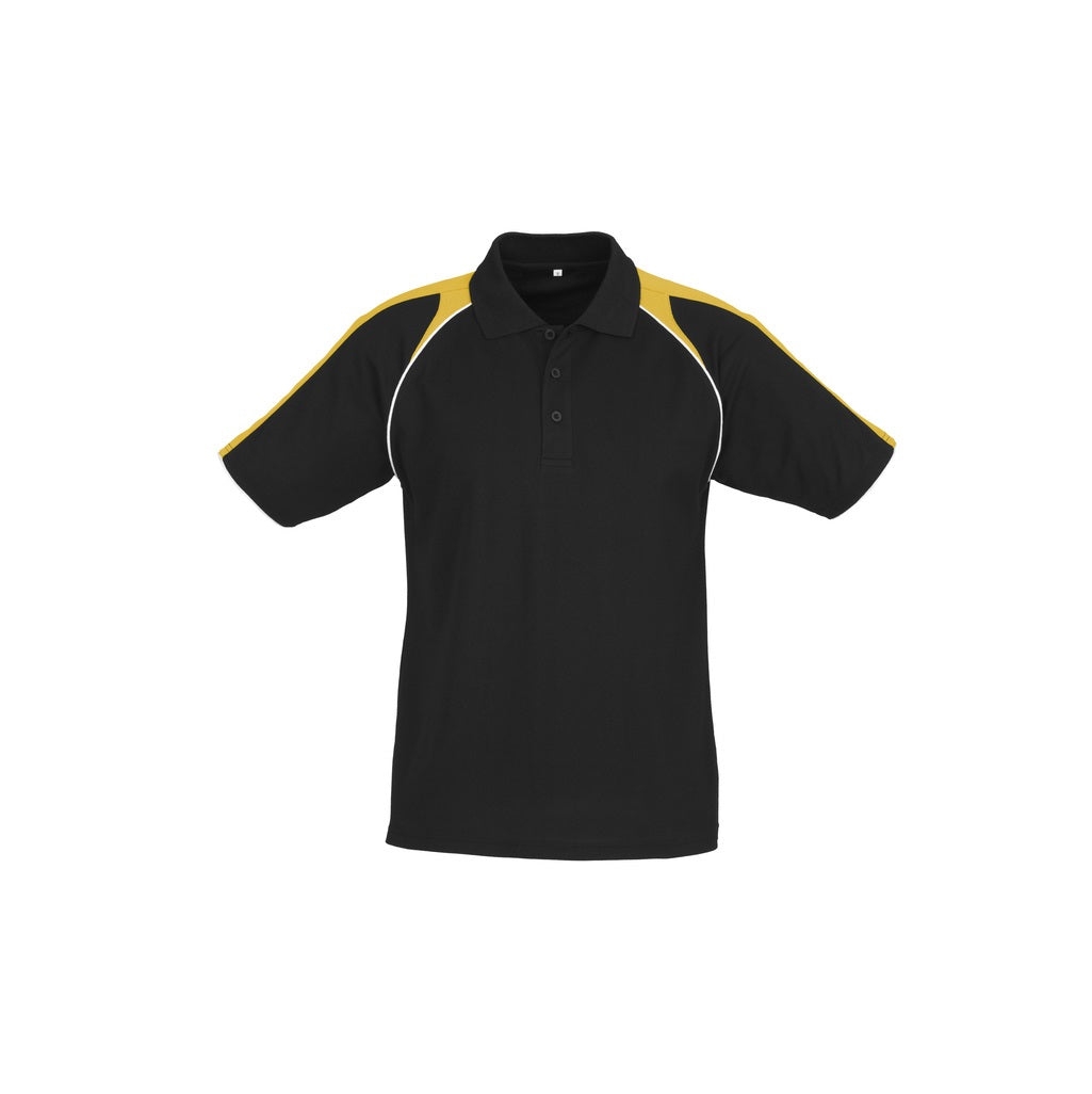 Biz Collection P225MS Triton Mens Polo - Black/Gold/White - Front View