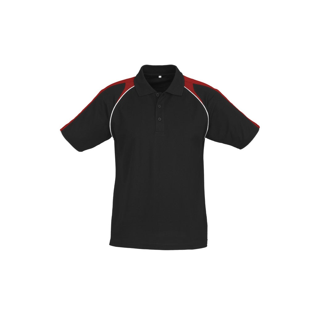 Biz Collection P225MS Triton Mens Polo - Black/Red/White - Front View