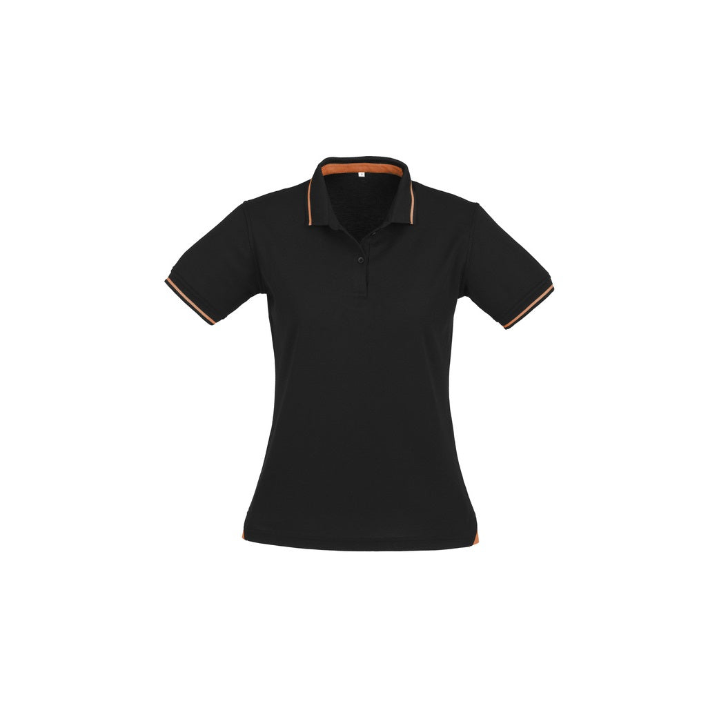 Biz Collection P226LS Jet Ladies Polo - Black/Orange - Front View