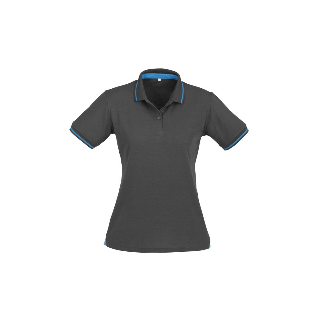 Biz Collection P226LS Jet Ladies Polo - Steel Grey/Cyan - Alternative Front View