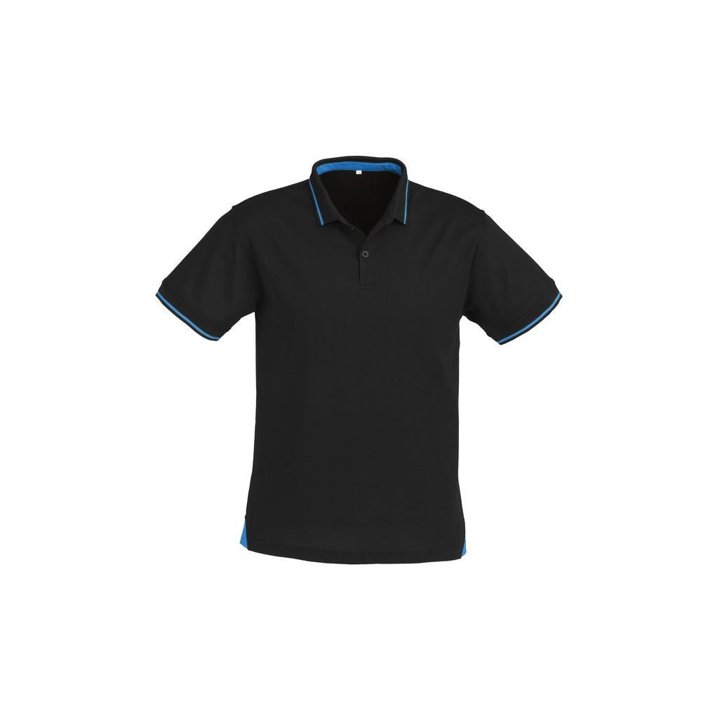 Biz Collection P226MS Jet Mens Polo - Black/Cyan - Front View