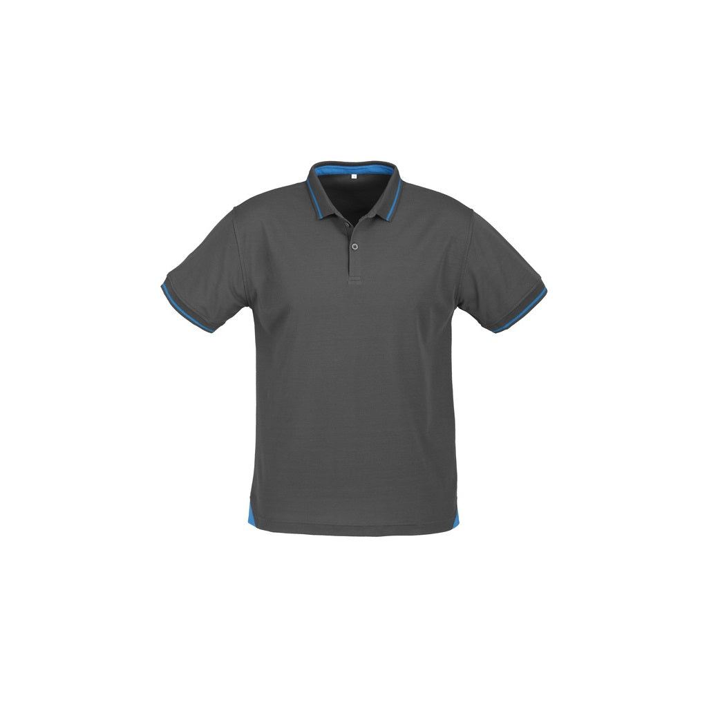 Biz Collection P226MS Jet Mens Polo - Steel Grey/Cyan - Alternative Front View