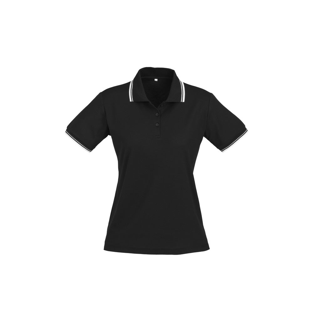 Biz Collection P227LS Cambridge Ladies Polo - Black/White - Alternative Front View