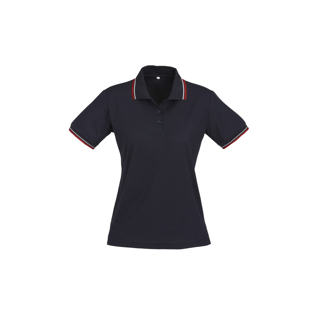 Biz Collection P227LS Cambridge Ladies Polo - Navy/Red/White - Front View