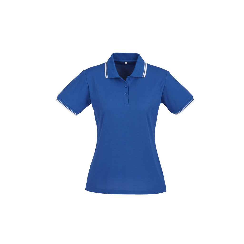 Biz Collection P227LS Cambridge Ladies Polo - Royal/White - Front View