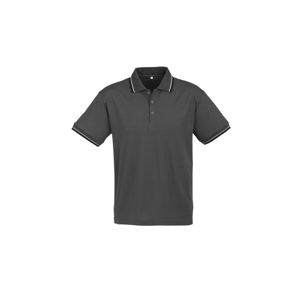 Biz Collection P227MS Mens Cambridge Polo - Steel Grey/Black/White - Front View