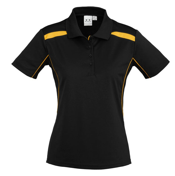 Biz Collection P244LS Ladies United Polo - Black/Gold - Alternative Front View