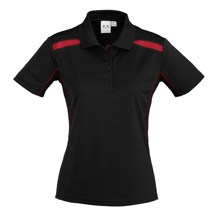 Biz Collection P244LS Ladies United Polo - Black/Red - Alternative Front View
