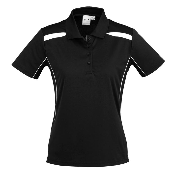 Biz Collection P244LS Ladies United Polo - Black/White - Alternative Front View