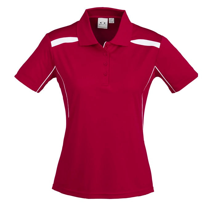 Biz Collection P244LS Ladies United Polo - Red/White - Alternative Front View