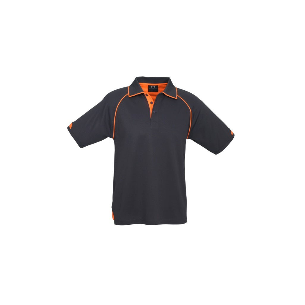 Biz Collection P29012 Mens Fusion Polo - Grey/Fluoro Orange - Front View