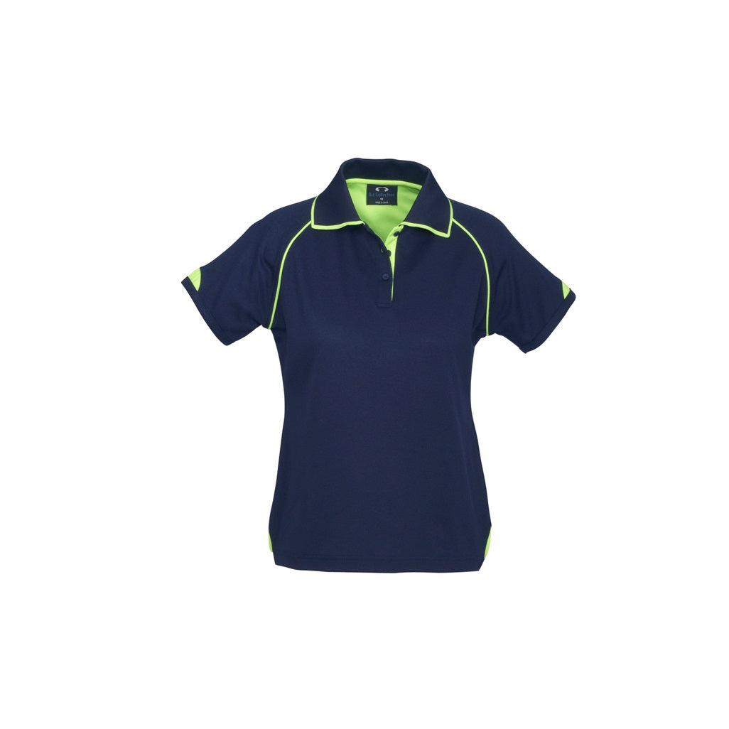 Biz Collection P29012 Mens Fusion Polo - Navy/Fluoro Yellow/Lime - Front View