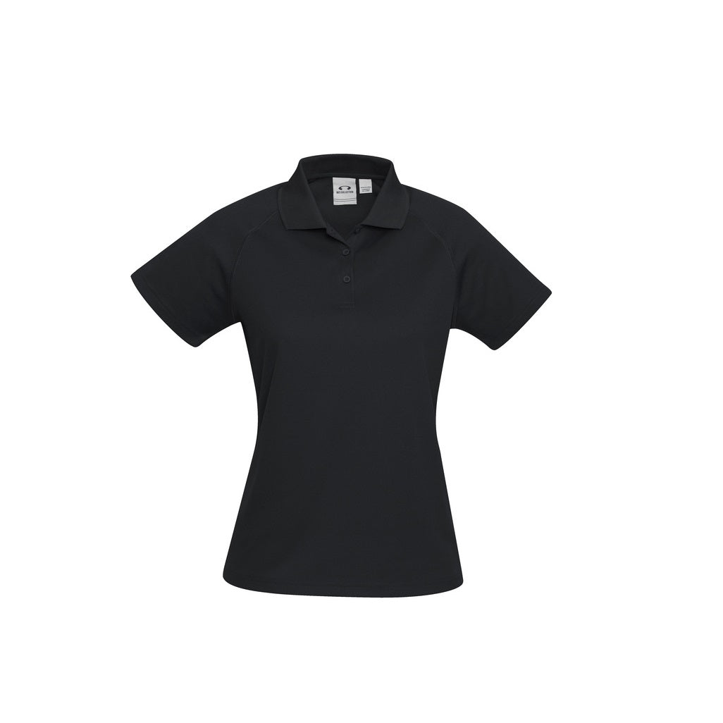 Biz Collection P300LS Ladies Sprint Polo, Black Colour, Front View
