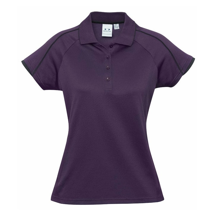 Biz Collection P303LS Ladies Blade Polo - Grape/Black - Front View