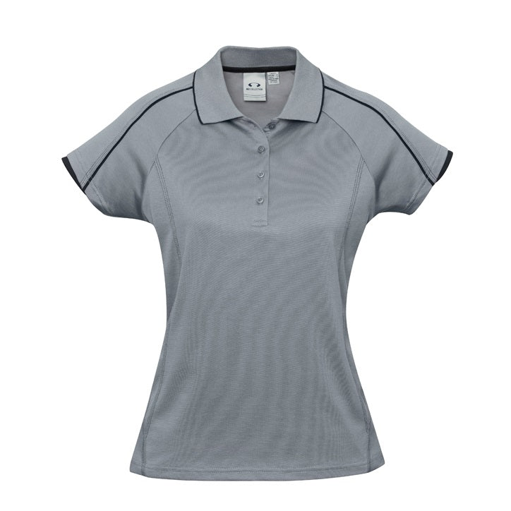 Biz Collection P303LS Ladies Blade Polo - Silver/Black - Front View