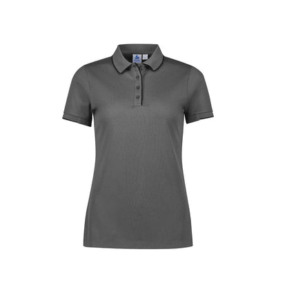 Biz Collection P313LS Women's Focus Short Sleeve Polo Colour Ash/Black - Front view