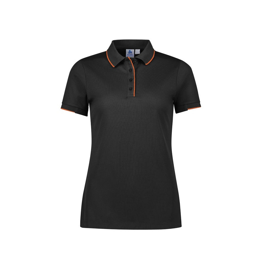 Biz Collection P313LS Womens Focus Short Sleeve Polo - Black/Orange - Alternative Front View