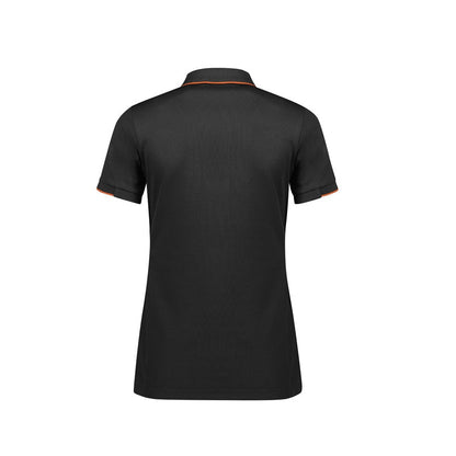 Biz Collection P313LS Women's Focus Short Sleeve Polo Colour Black/Orange -Back view