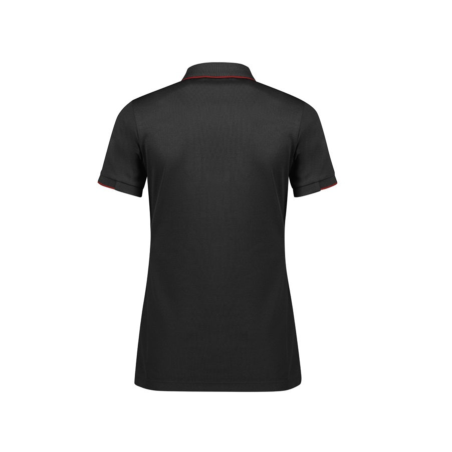 Biz Collection P313LS Women's Focus Short Sleeve Polo Colour Black/Red - Back view