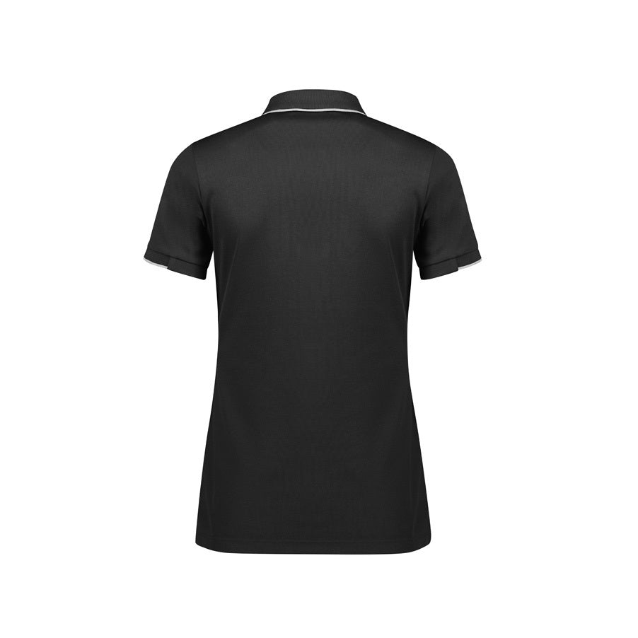 Biz Collection P313LS Women's Focus Short Sleeve Polo Colour Black/White - Back view