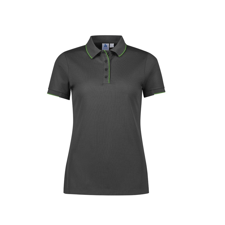 Biz Collection P313LS Womens Focus Short Sleeve Polo - Grey/Lime - Alternative Front View