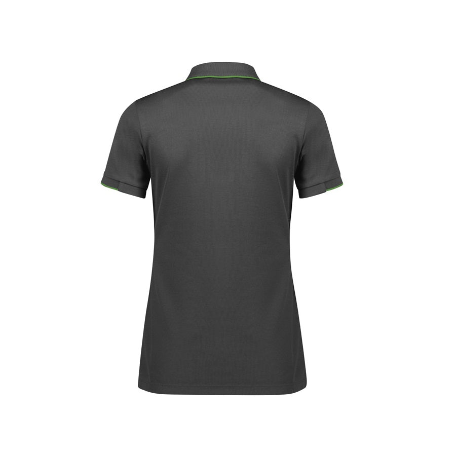 Biz Collection P313LS Women's Focus Short Sleeve Polo Colour Grey/Lime - Back view