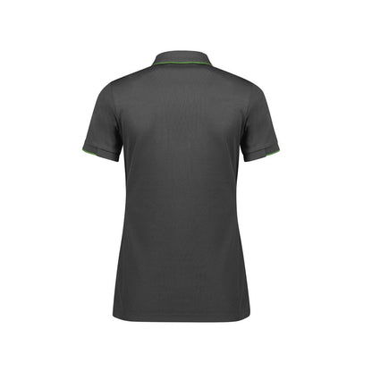 Biz Collection P313LS Women's Focus Short Sleeve Polo Colour Grey/Lime - Back view