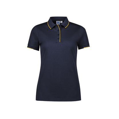 Biz Collection P313LS Women's Focus Short Sleeve Polo Colour Navy/Gold - Front view