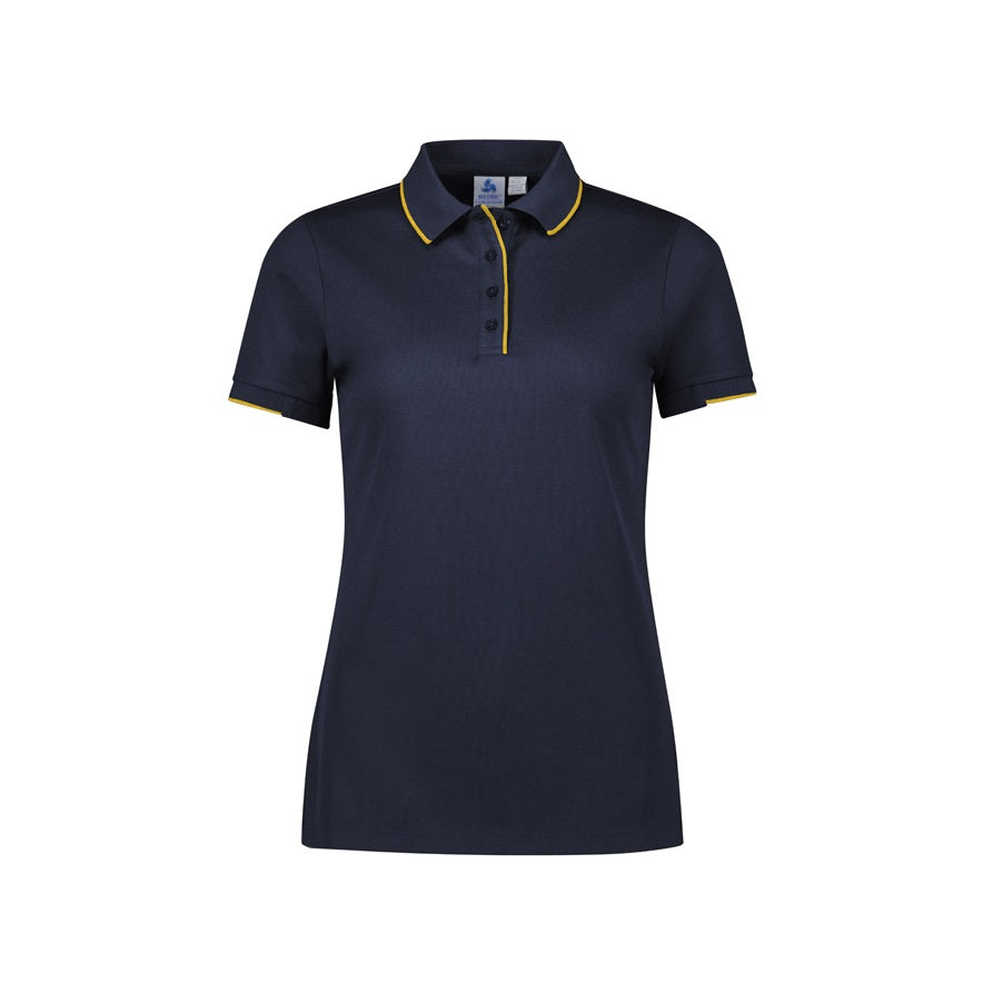 Biz Collection P313LS Womens Focus Short Sleeve Polo - Navy/Gold - Alternative Front View