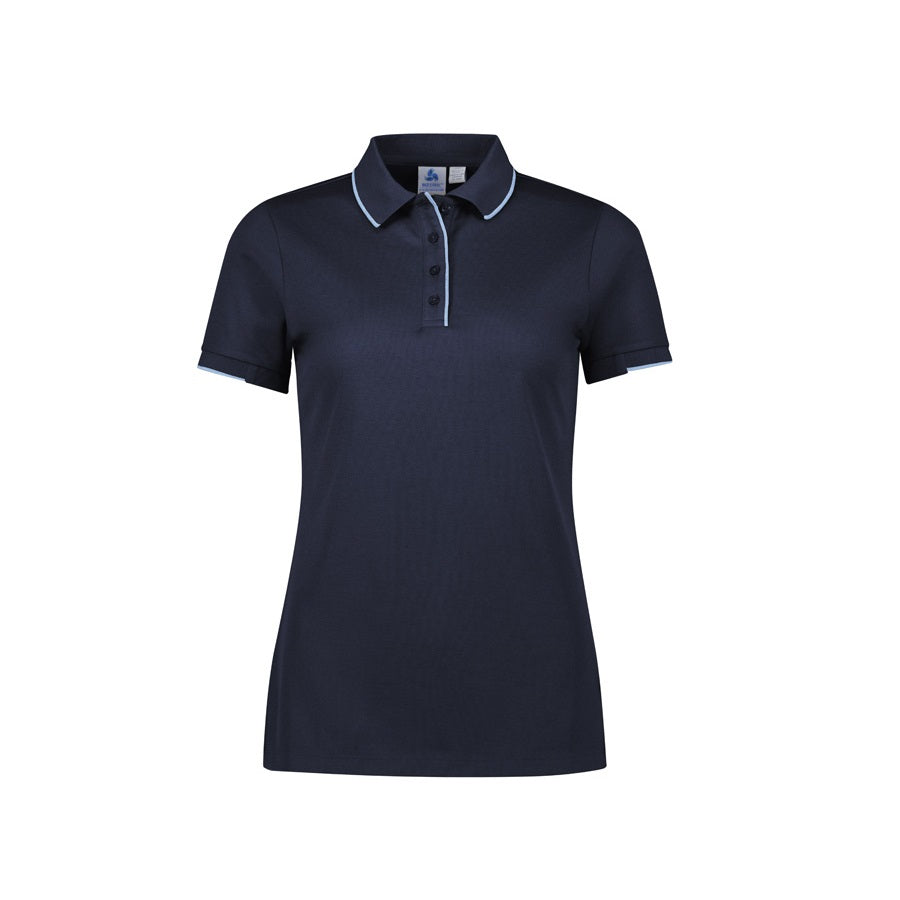 Biz Collection P313LS Women's Focus Short Sleeve Polo Colour Navy/Sky - Front view