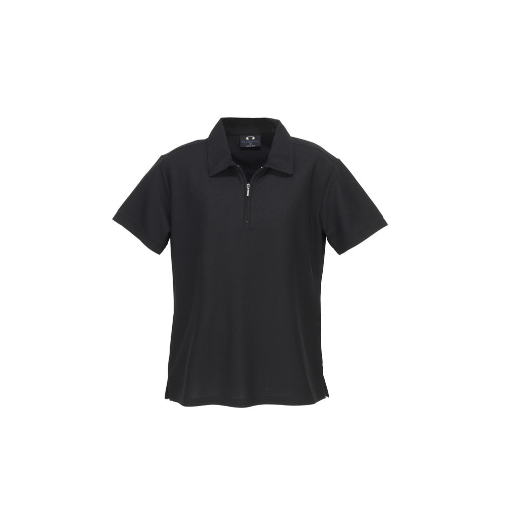 Biz Collection P3325 Ladies Micro Waffle Black Polo - Front view