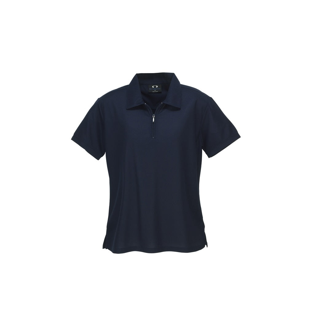 Biz Collection P3325 Ladies Micro Waffle Navy Polo - Front view