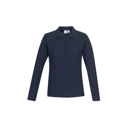 Biz Collection P400LL Crew Ladies L/S Polo in colour Navy - front view