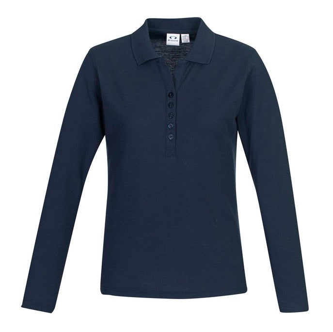 Womens Navy professional work winter Biz Collection P400LL Crew Ladies Long Sleeve Polo