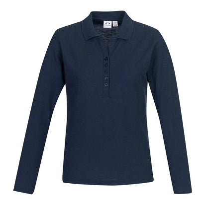 Womens Navy professional work winter Biz Collection P400LL Crew Ladies Long Sleeve Polo