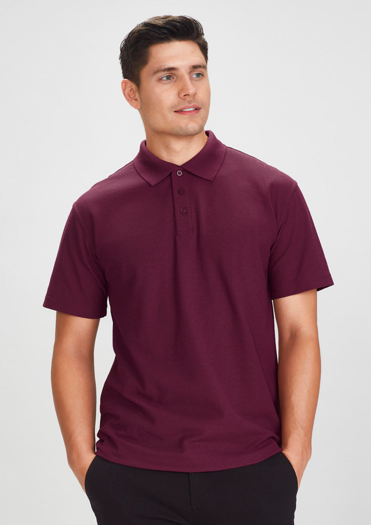 Biz Collection P400MS Crew Mens Polo - Maroon - Front View