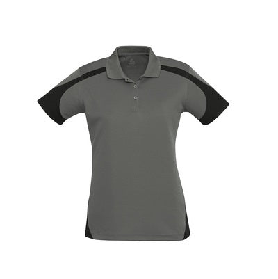 Biz Collection P401LS Ladies Sports Talon Polo  Black and Ash colours - front view