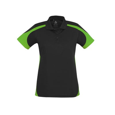Biz Collection P401LS Ladies Talon Polo - Black/Green - Alternative Front View
