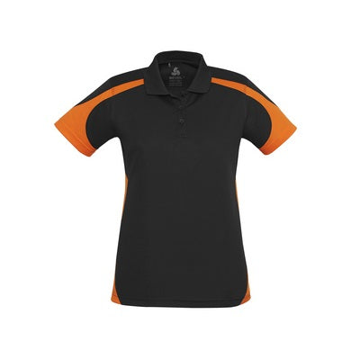 Biz Collection P401LS Ladies Sports Talon Polo  Black and orange colours - front view