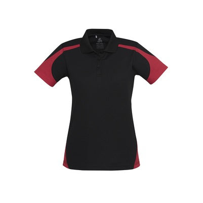 Biz Collection P401LS Ladies Sports Talon Polo  Black and red colours - front view