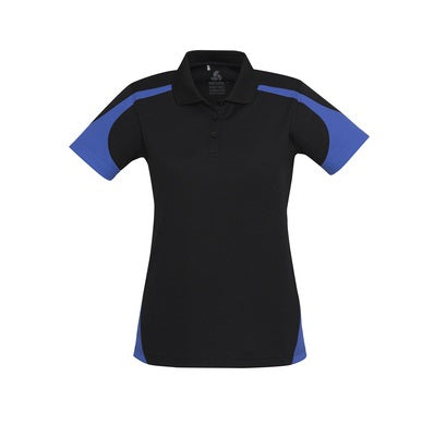 Biz Collection P401LS Ladies Sports Talon Polo  Black and Royal colours - front view