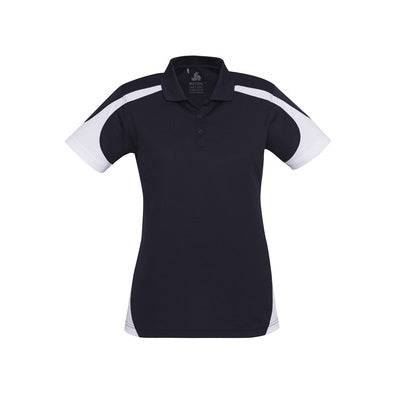 Biz Collection P401LS Ladies Sports Talon Polo Navy and white colours - front view