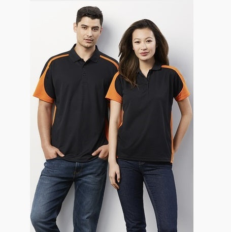Biz Collection P401LS Ladies Sports Talon Polo  Navy and Orange colours - front view with Men's