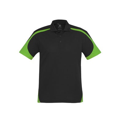 Biz Collection P401MS Mens Talon Polo - Black/Green - Front View