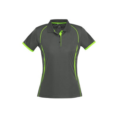 Biz Collection P405LS Razor Ladies Polo Grey/Fluro Lime