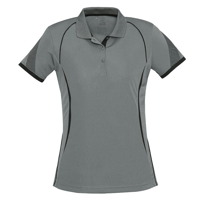 Biz Collection P405LS Razor Ladies Polo - Ash/Black - Alternative Front View