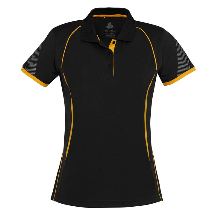Biz Collection P405LS Razor Ladies Polo - Black/Gold - Alternative Front View