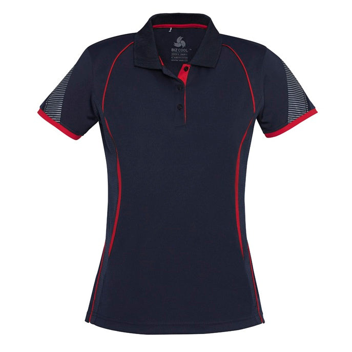 Biz Collection P405LS Razor Ladies Polo - Navy/Red - Alternative Front View